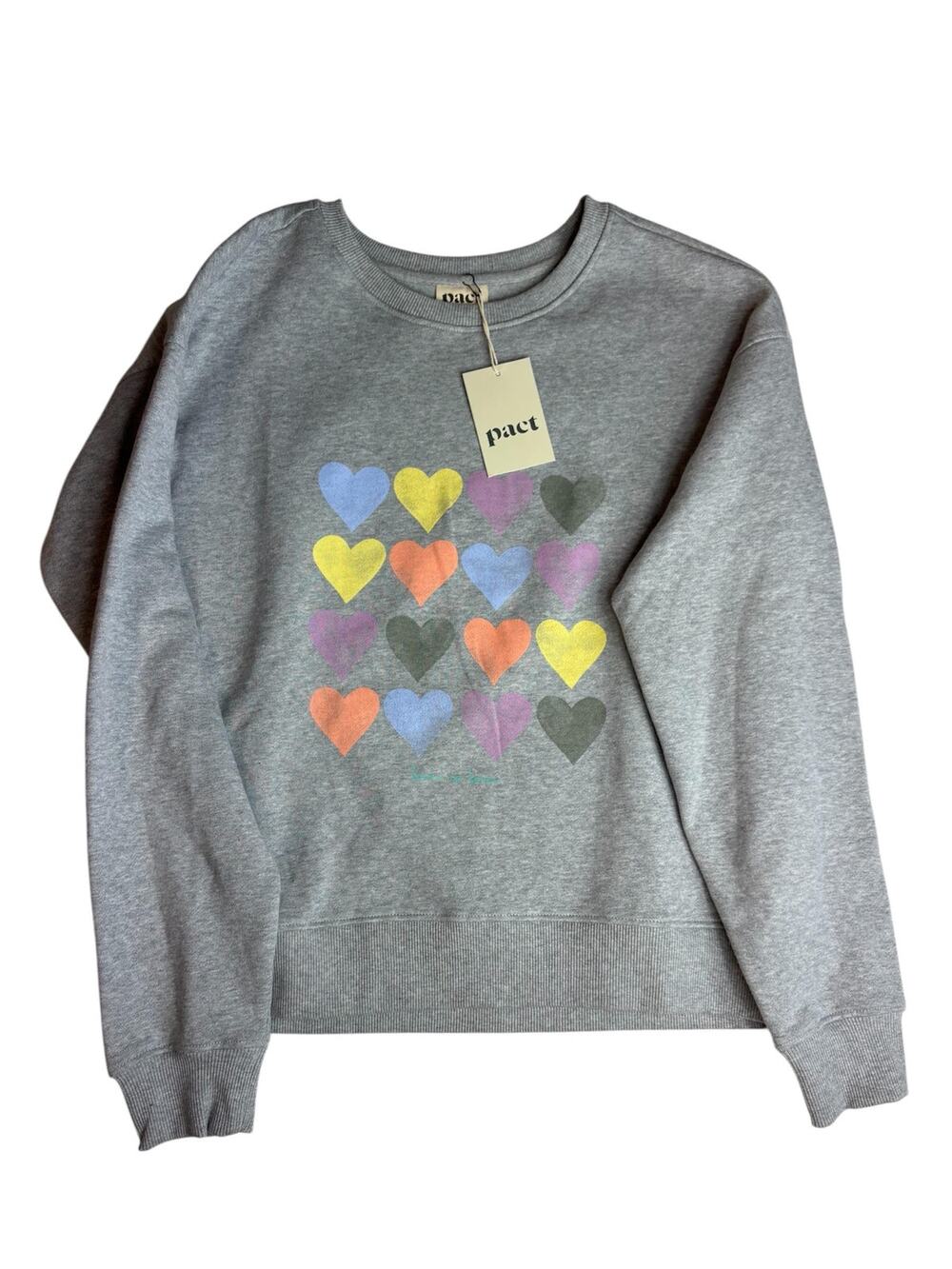 PACT ORGANIC 100% COTTON SWEETHEART CREWNECK SWEATSHIRT SIZE SMALL NWT